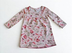 Vestido Infantil Animais Rosa com Manga Longa - Brandili