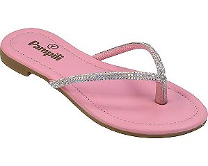 Sandália Rasteira Infantil Pampili Iris Strass Rosa