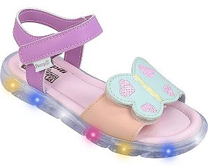Sandália de Led Infantil Pampili Lulli Borboleta Colorida