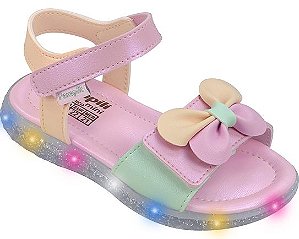 Sandália de Led Infantil Pampili Lulli Laço Colorido