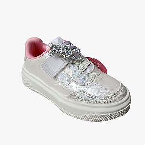 Tênis Feminino Pampili com Led Urso Brihante Branco