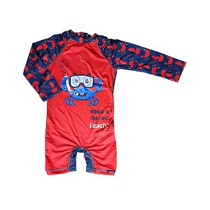 Macacão Moda Praia Caranguejo Vermelho - Alekids