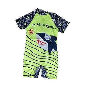 Macacão Moda Praia Tubarão Verde - Alekids