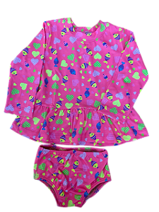 Biquini Blusa Infantil Menina Proteção UV Peixes Neon