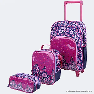 Kit Mochila + Lancheira Térmica + Estojo Pampili Doces Marinho