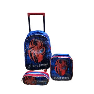 Kit Mochila Super Spider+ Lancheira Térmica + Estojo Infantil