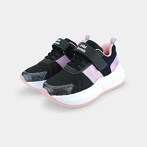 Tênis de Rodinhas Bibi Skatenis Preto com Lilás c/ Glitter