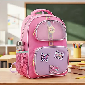 Mochila Escolar Seanite – Azul Gamer ou Rosa Borboleta