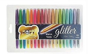 Pincel Marca Texto Glitter  Conjunto 18 Cores - Fofy