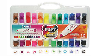 Caneta Hidrográfica Big com Carimbo 12 cores - Fofy