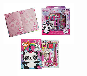 Kit Diário Pandinha  – Caderno + Caneta + Acessórios  Fofy