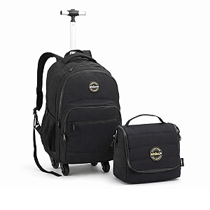 Kit Mochila de Rodinhas + Lancheira Shock – Preto Seanite