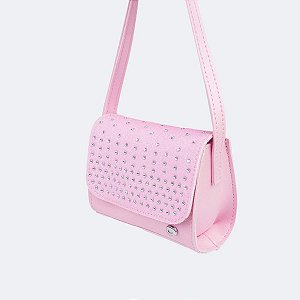 Mini Bolsa Tiracolo Infantil Pampili Strass Rosa