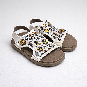 Sandália Molekinho Safari Papete Com Velcro Off White