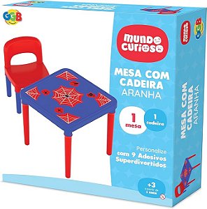 Mesinha Cadeira Infantil Ggb Brinquedos Aranha Plástico Azul Vermelho