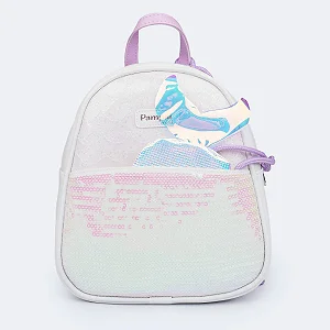 Mochila Infantil Pampili Cauda de Sereia Branca Lilás