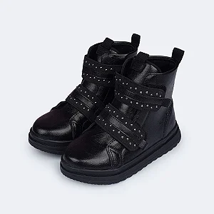 Bota Coturno  Pampili Flora com Tachas Preta