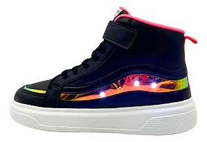 Tênis Pampili  Cano Alto Holográfico Led Preto
