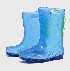 Galocha KidSplash! Slim Dino Transparente/ Azul Neon