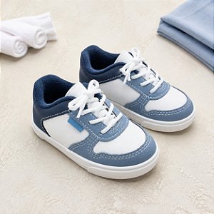 Tênis Bebê Menino Molekinho Casual Branco Azul 19 ao 26
