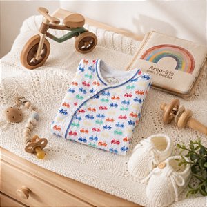 Macacão Pijama Bebê Pima Baby — Estampa Exclusiva de Bicicletas Coloridas