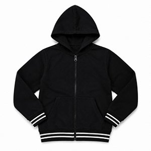 Casaco Moletom Flanelado Brandili Menino Preto Zíper Capuz
