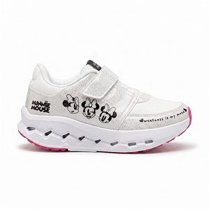 Tênis Infantil Minnie Mouse Branco com Glitter e Velcro