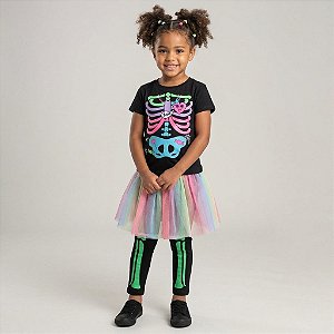Fantasia Esqueleto colorido Halloween -Bem Vestir
