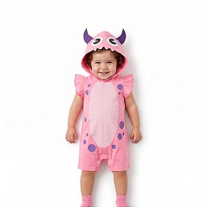 Fantasia Infantil Menina Monstrinha Rosa Claro