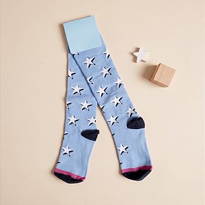 Meia Infantil Cano Longo 3/4 Kidsplash Estrelas – Azul Claro