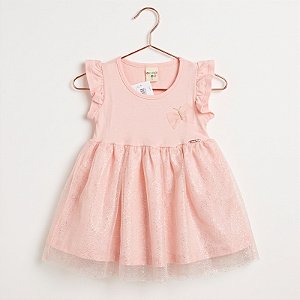 Vestido Infantil Menina Have Fun Rosa com Glitter