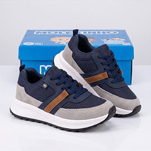 Tênis Menino Molekinho Azul Marinho e Caramelo