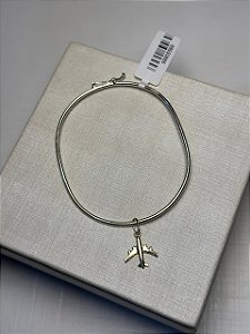 BRACELETE COM PINGENTE AVIÃO EM PRATA 925