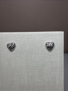 Brinco coração banhado no ouro branco