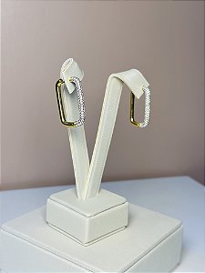 Brinco argola quadrada banhado a ouro 18k