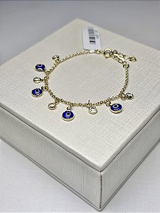 Pulseira olho grego banhada ouro