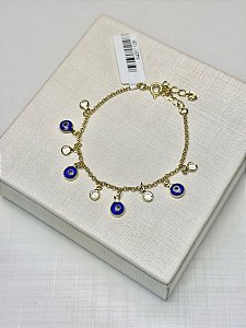 PULSEIRA OLHO GREGO BANHADA A OURO 18K