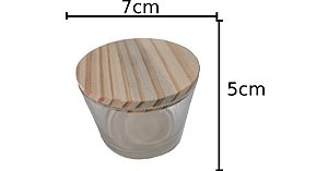 COPO DE VIDRO COM TAMPA DE MADEIRA