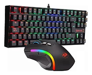 Kit de teclado e mouse gamer Redragon K552RGB-BA de cor preto