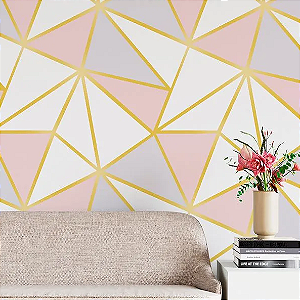 Papel de Parede Adesivo 5m X 45cm - Triangulos Dourados