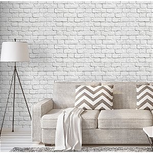 Papel de Parede Adesivo 5m X 45cm - Tijolinho Branco