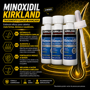 3 MINOXIDIL KIRKLAND 5% COM APLICADOR ORIGINAL