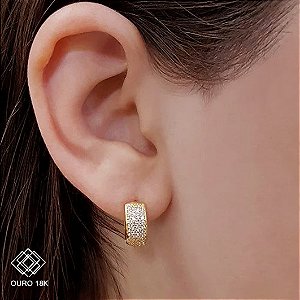 Brinco Argola Ouro 18k Zircônias