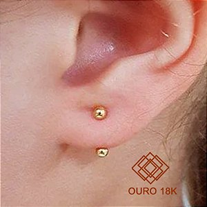 Brinco Bolinha Ouro 18k