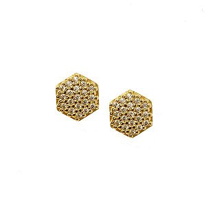 Brinco Chuveiro Pequeno Ouro 18k Zircônias