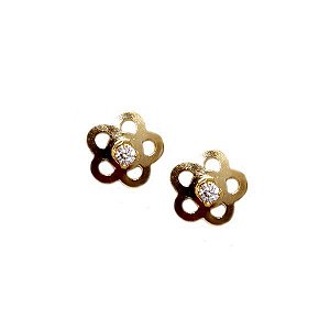 Brinco Infantil Ouro 18k Zircônias