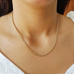 Cordão Ouro 18k Cabo De Aço - 45cm
