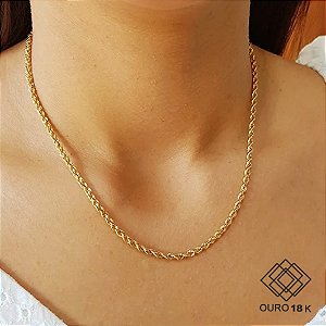 Cordão Ouro 18k Cabo De Aço - 45cm
