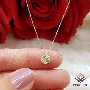 Gargantilha Chuveiro Ouro 18k Zircônias