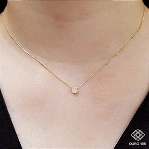 Gargantilha Chuveiro Ouro 18k Zircônias